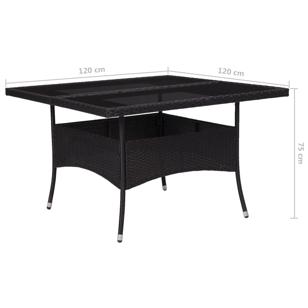 -Delige Tuinset Poly Rattan En Glas 9 Zwart