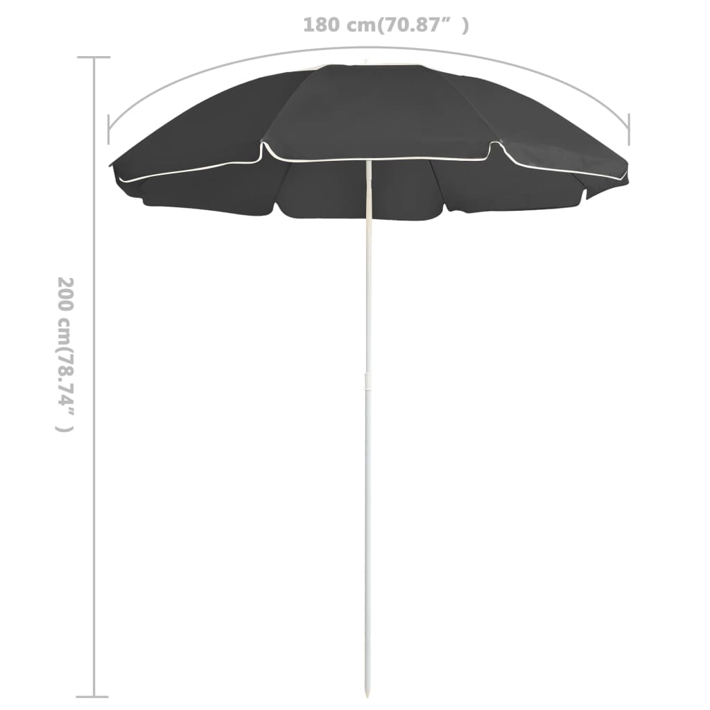 Parasol Met Stalen Paal 180 Cm Kleurig Antraciet