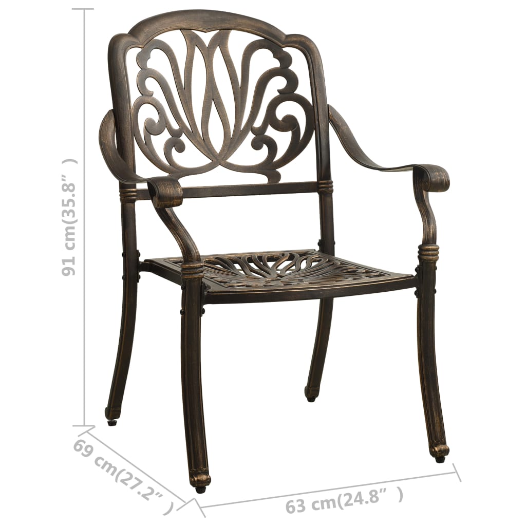Tuinstoelen 2 st gietaluminium bronskleurig