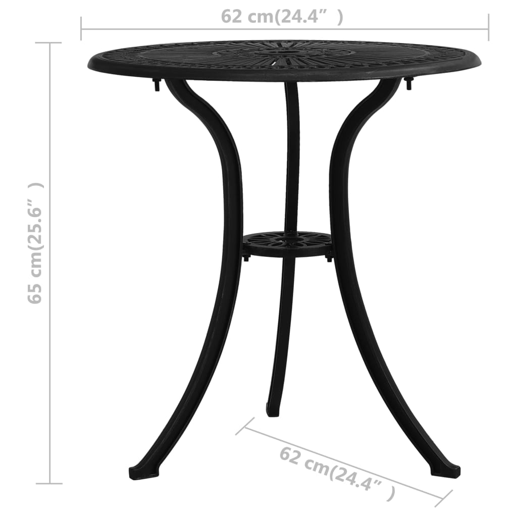 Tuintafel 62x62x65 cm gietaluminium Zwart