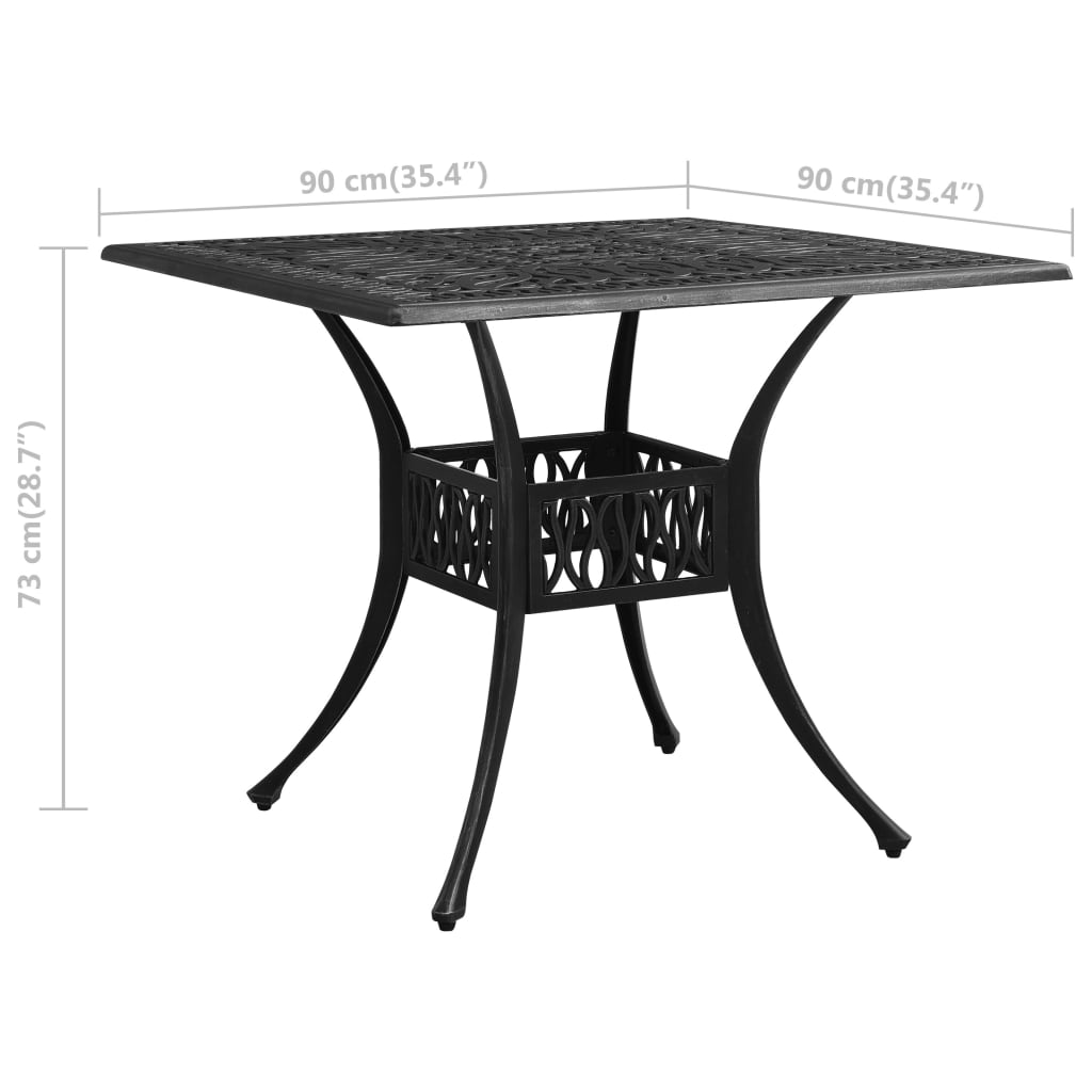 Tuintafel 90X90X73 Cm Gietaluminium Zwart