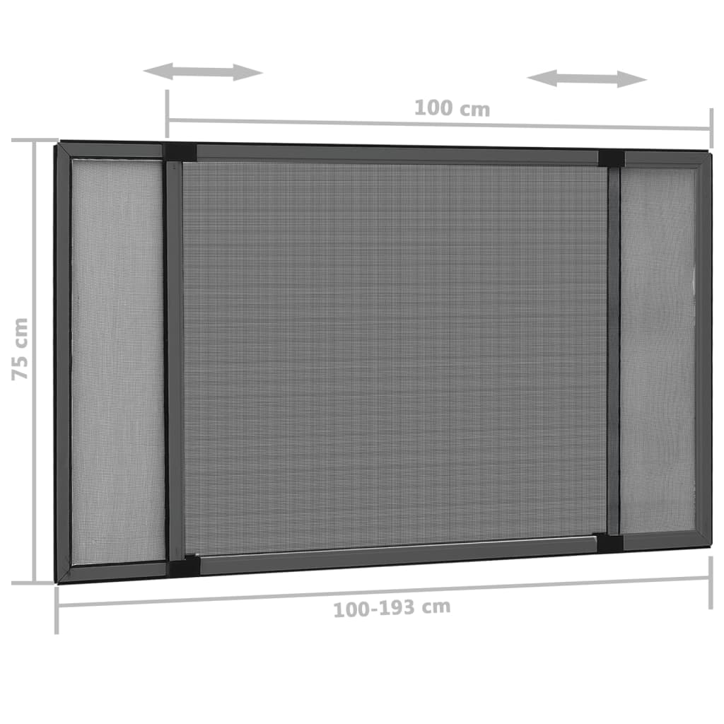 Raamhor uitschuifbaar (100-193)x75 cm antracietkleurig