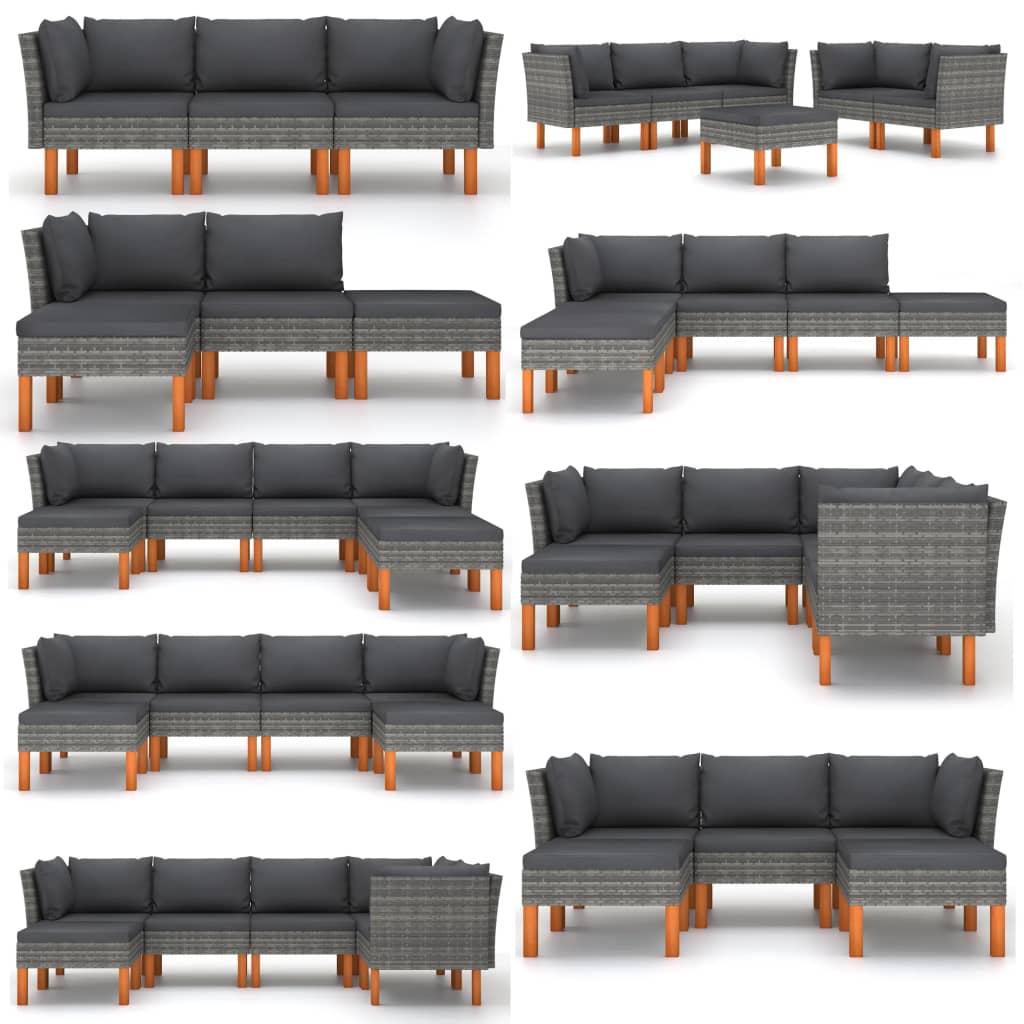 Tuinbank Poly Rattan En Massief Eucalyptushout Grijs Fauteuil
