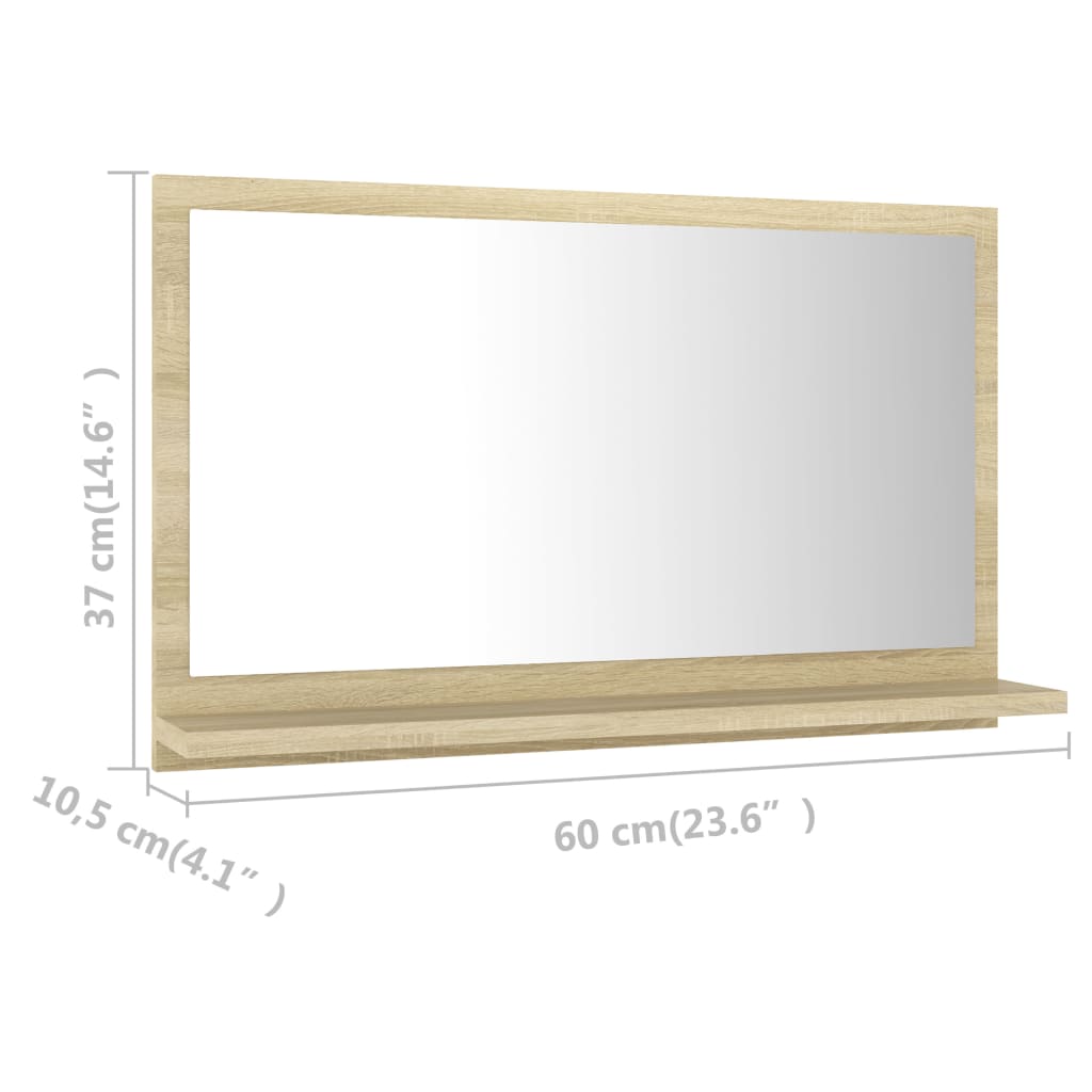 Badkamerspiegel 60X0,5X37 Cm Spaanplaat Kleurig Sonoma eiken 60 cm