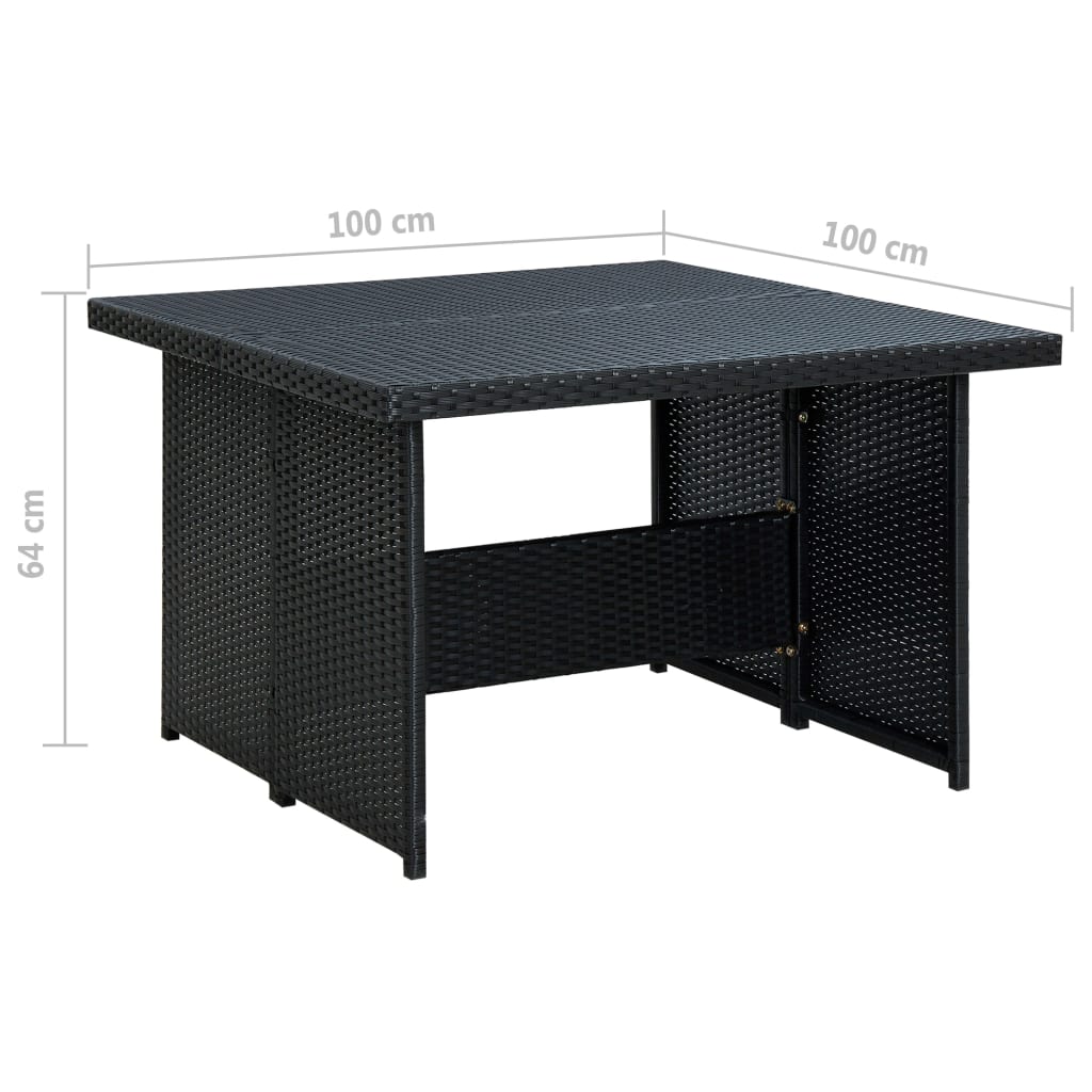 -Delige Loungeset Met Kussens Poly Rattan Zwart