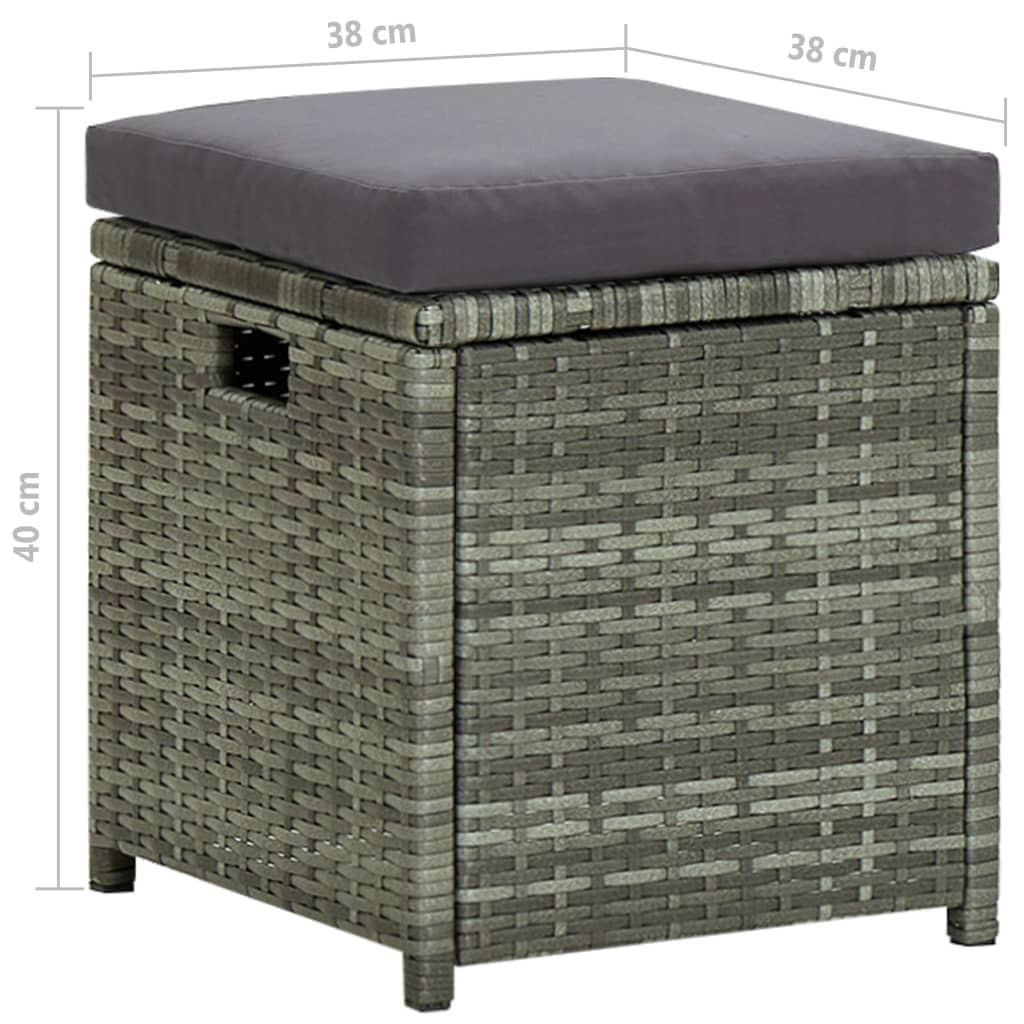 -Delige Loungeset Met Kussens Poly Rattan Grijs