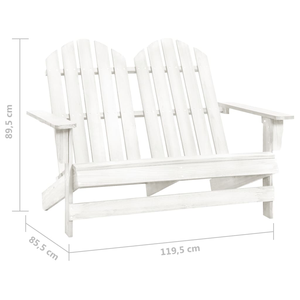 Tuinstoel 2-Zits Adirondack Massief Vurenhout Wit
