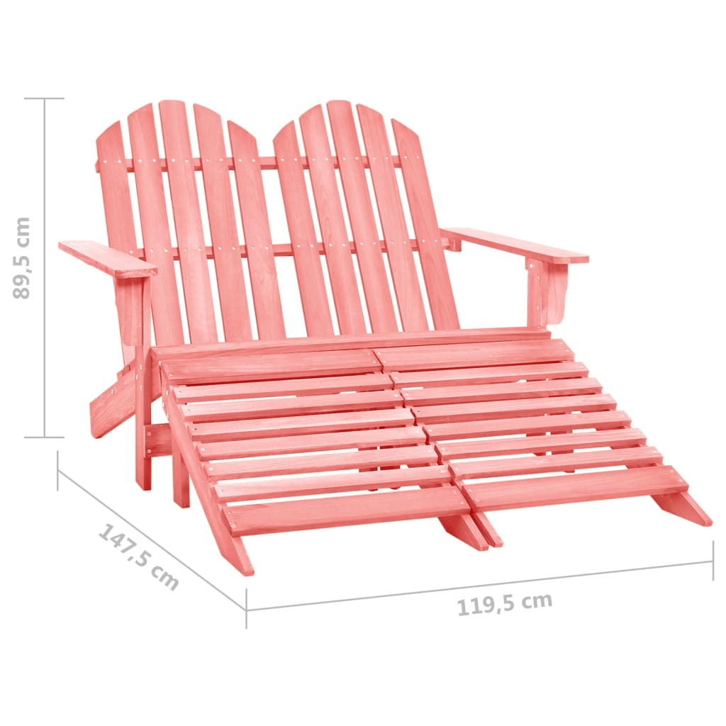 Tuinstoel 2-Zits Adirondack Met Voetenbank Vurenhout Roze