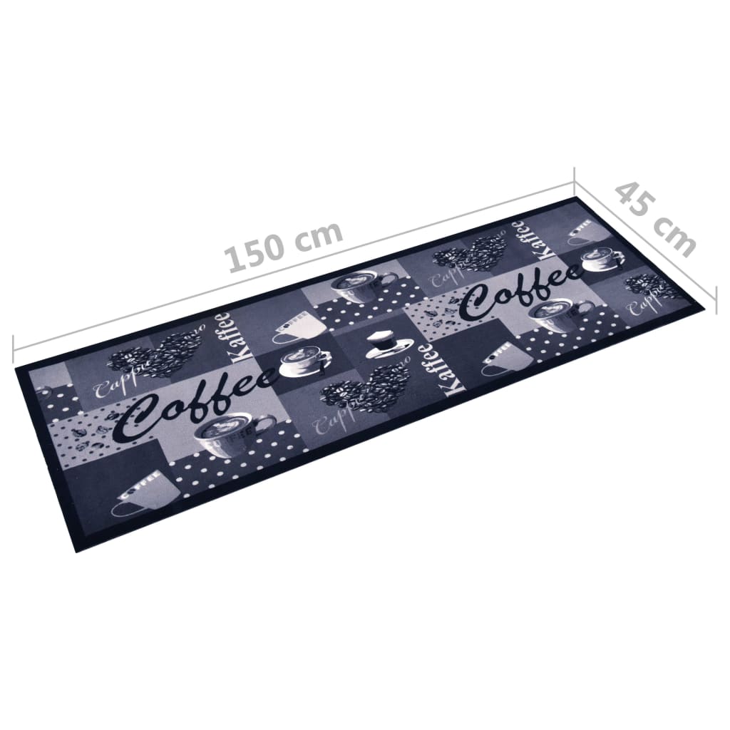 Keukenmat Wasbaar Coffee Blauw 45 x 150 cm coffee blue