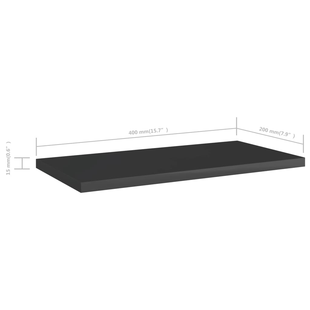 Wandschappen 4 st 40x20x1,5 cm spaanplaat hoogglans zwart