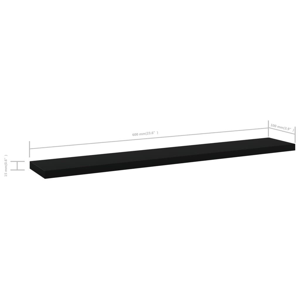 Wandschappen 8 st 60x10x1,5 cm spaanplaat zwart