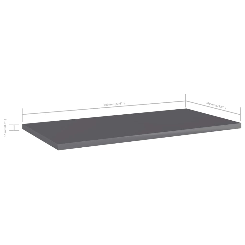 Wandschappen 4 st 60x30x1,5 cm spaanplaat hoogglans grijs