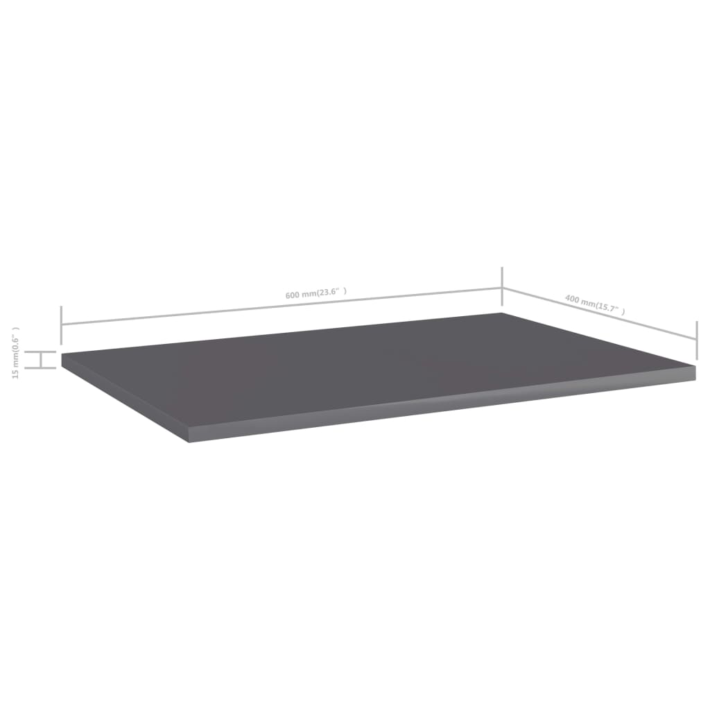 Wandschappen 4 st 60x40x1,5 cm spaanplaat hoogglans grijs