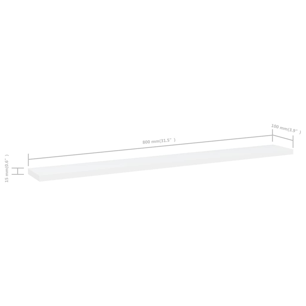 Wandschappen 4 st 80x10x1,5 cm spaanplaat wit