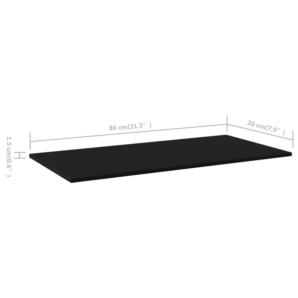 Wandschappen 8 st 80x20x1,5 cm spaanplaat zwart