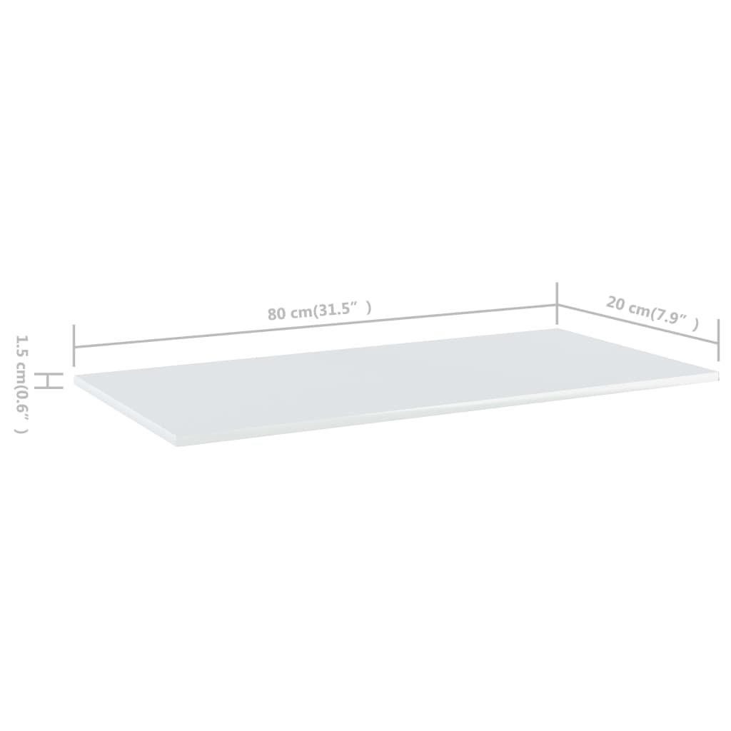 Wandschappen 4 st 80x20x1,5 cm bewerkt hout hoogglans wit
