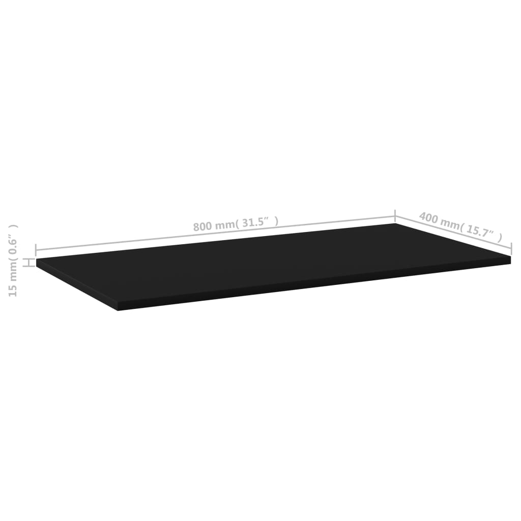 Wandschappen 4 st 80x40x1,5 cm spaanplaat zwart