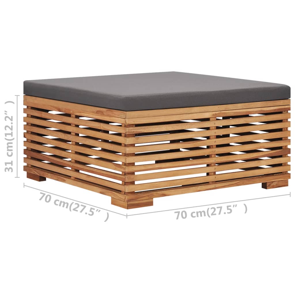 Tuintafel En Voetensteun Met Kussen Teakhout Donkergrijs table and footrest
