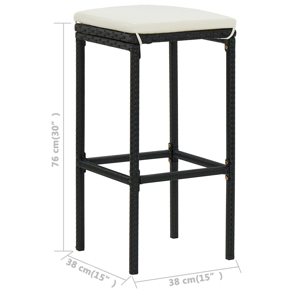 -Delige Tuinbarset Met Kussens Poly Rattan 5 Zwart