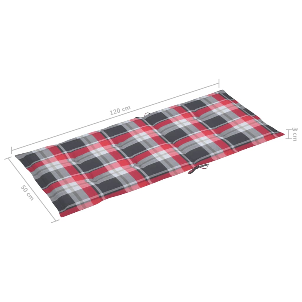Tuinstoelen Met Rood Geruite Kussens Massief Teakhout 2 Rood ruitpatroon