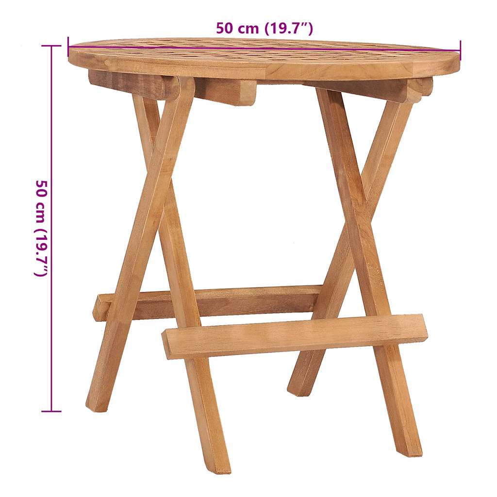 3-Delige Tuinset Inklapbaar Met Kussen Massief Teakhout Beige