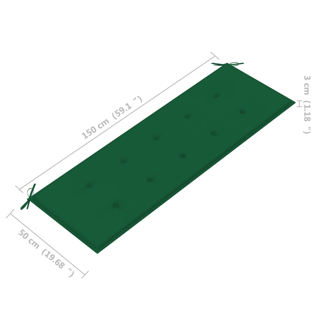 Tuinbank Stapelbaar Met Kussen 59 Cm Massief Teakhout 150 cm Groen
