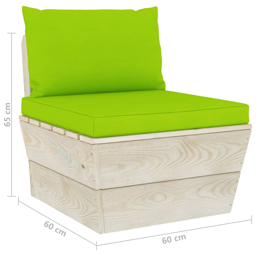 Tuinbank 3-Zits Met Kussens Pallet Vurenhout Heldergroen 1
