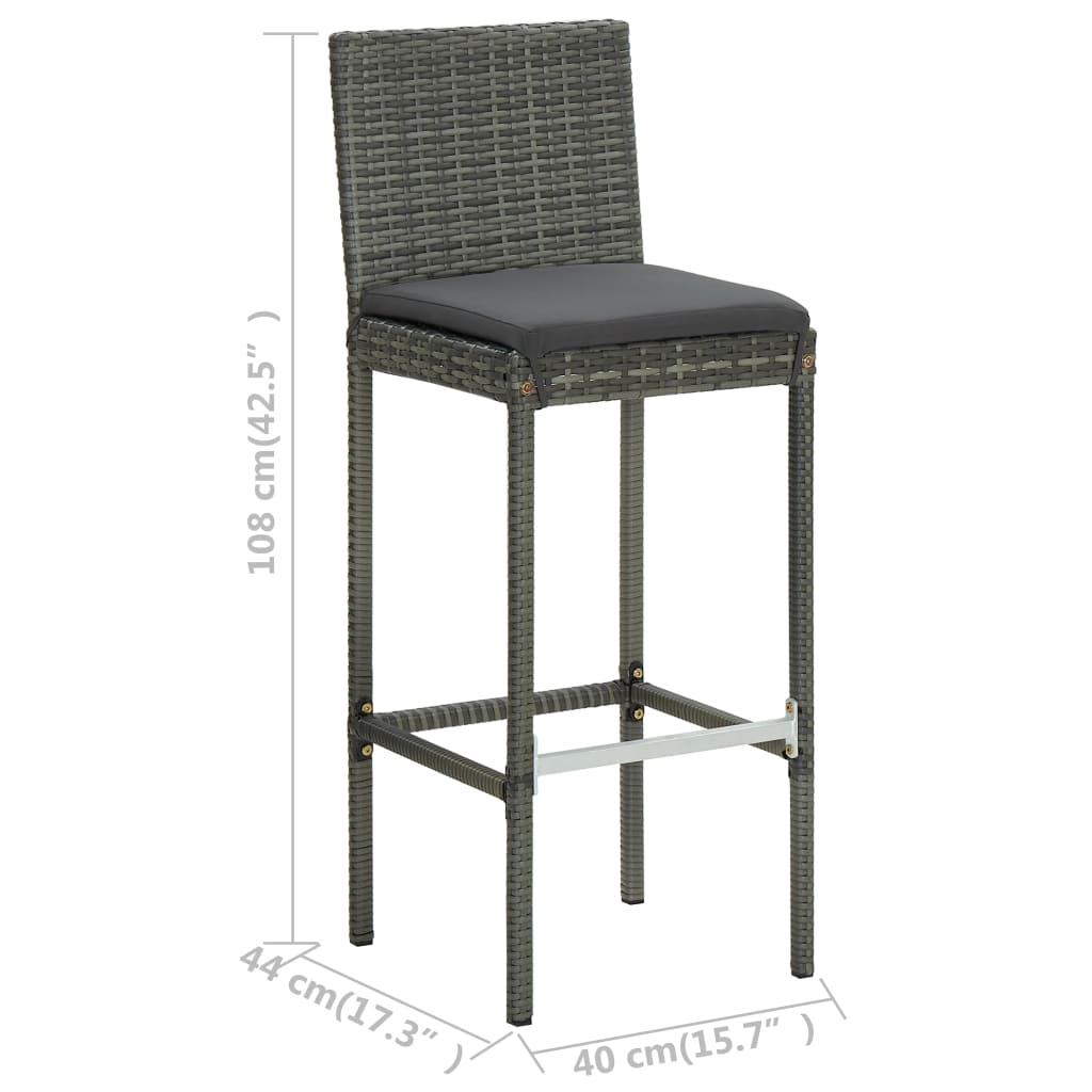 5-Delige Tuinbarset Met Kussens Poly Rattan Grijs