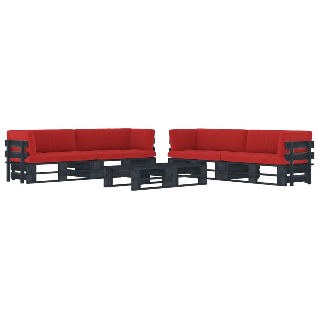 6-Delige Loungeset Pallet Met Kussens Geïmpregneerd Hout Rood 1