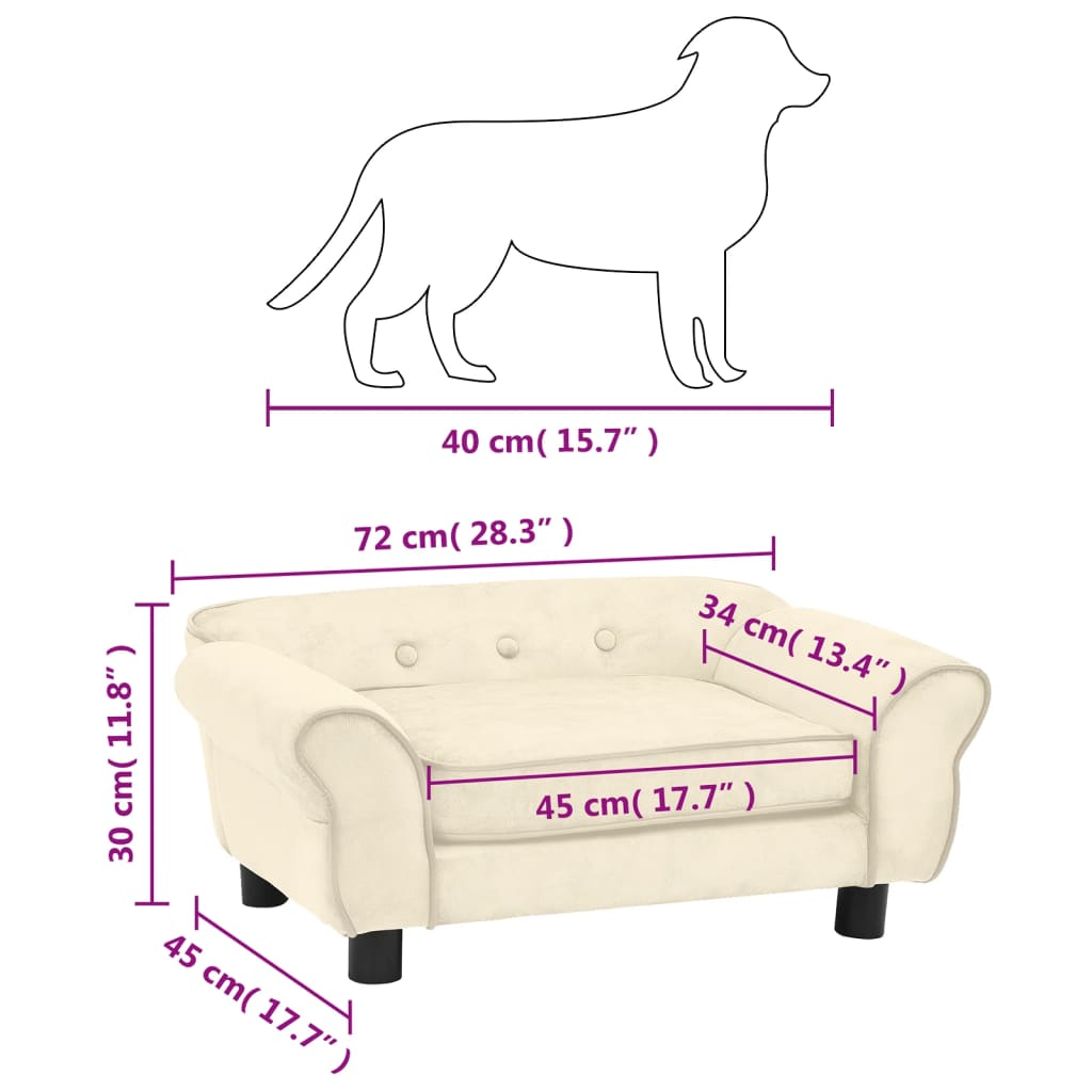 Hondenbank 72X45X30 Cm Pluche Kleurig Crème