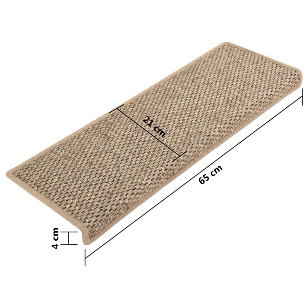 Trapmatten Zelfklevend Sisal-Look 65X21X4 Cm Donkerbeige