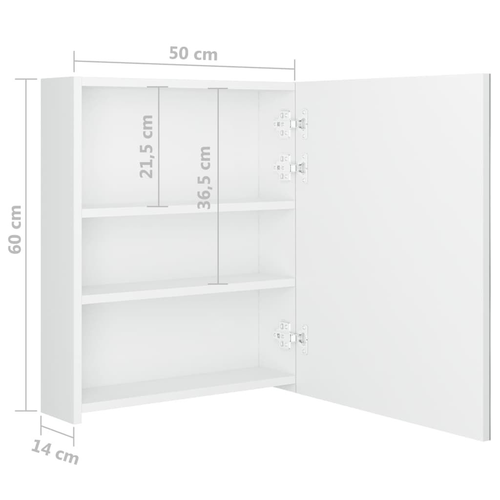 Badkamerkast Met Spiegel En Led 50X4X60 Cm Glanzend wit