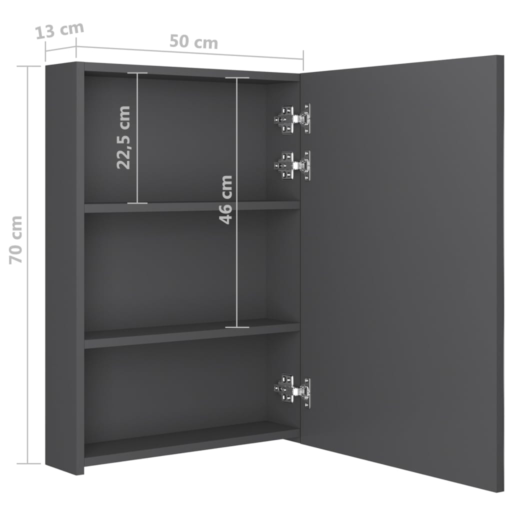 Badkamerkast Met Spiegel En Led 50 x 13 x 70 cm Grijs