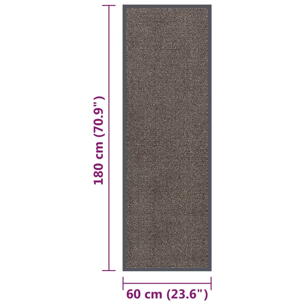 Deurmat Getuft 1 60 x 180 cm Donkerbruin