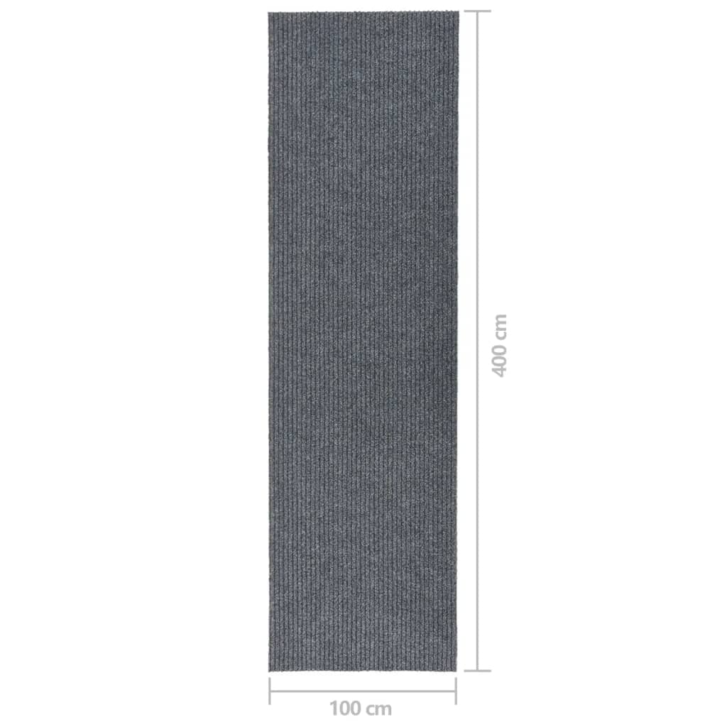 Droogloopmat 100 x 400 cm Grijs