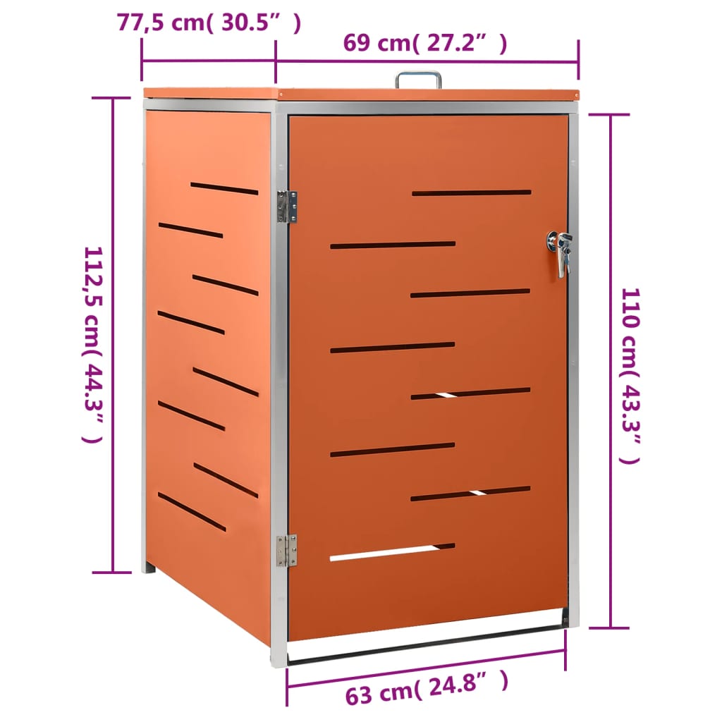 Containerberging Enkel 69X77,5X112,5 Cm Roestvrij Staal 1 container orange