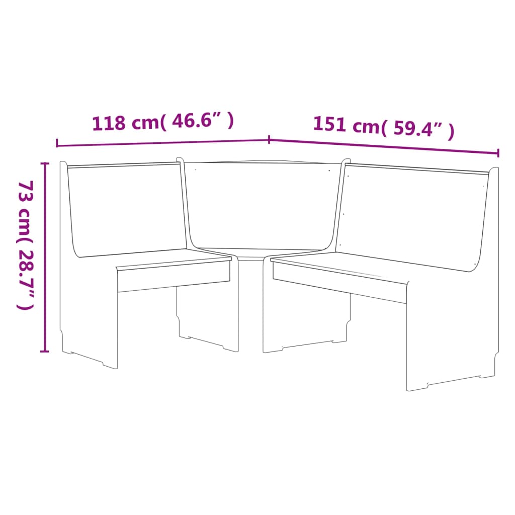 Hoekbank 151 Cm Massief Grenenhout Honingbruin
