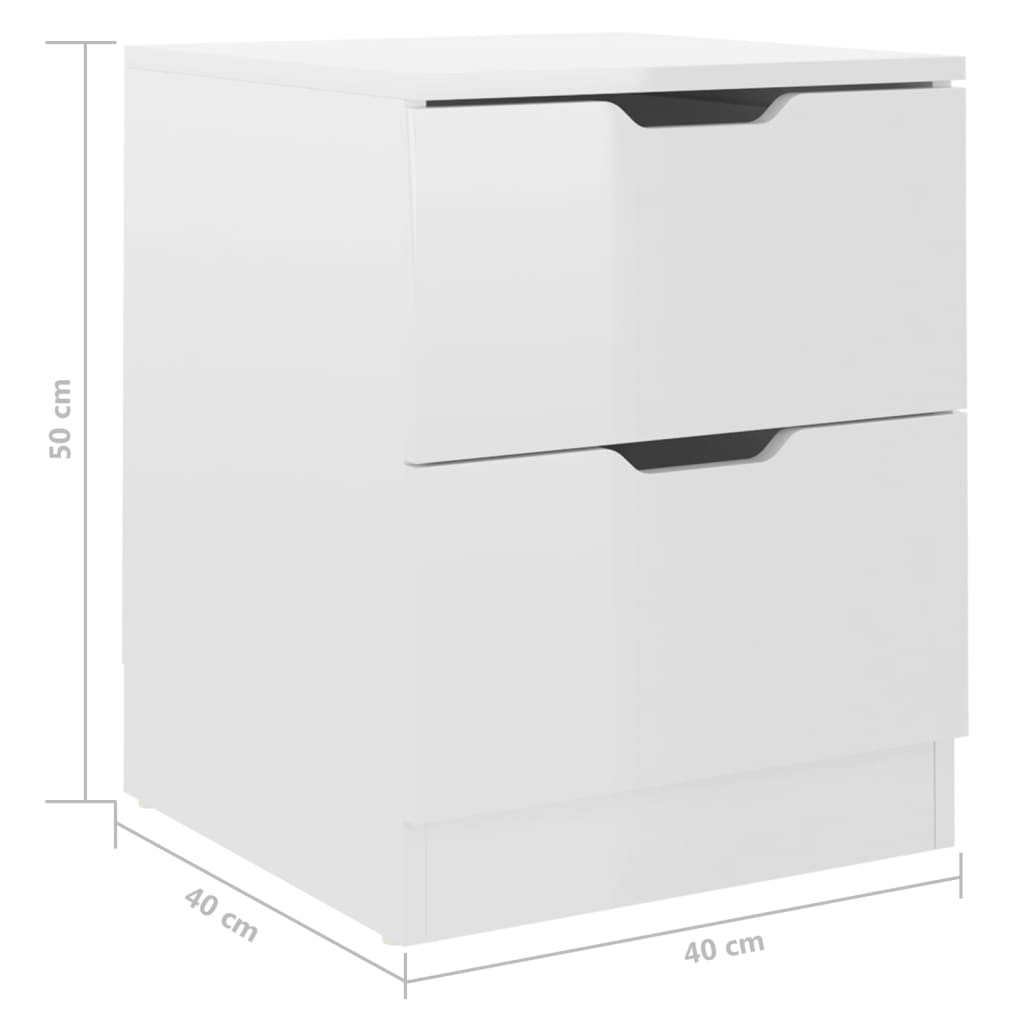 Nachtkastjes 40X40X50 Cm Spaanplaat 2 Hoogglans wit