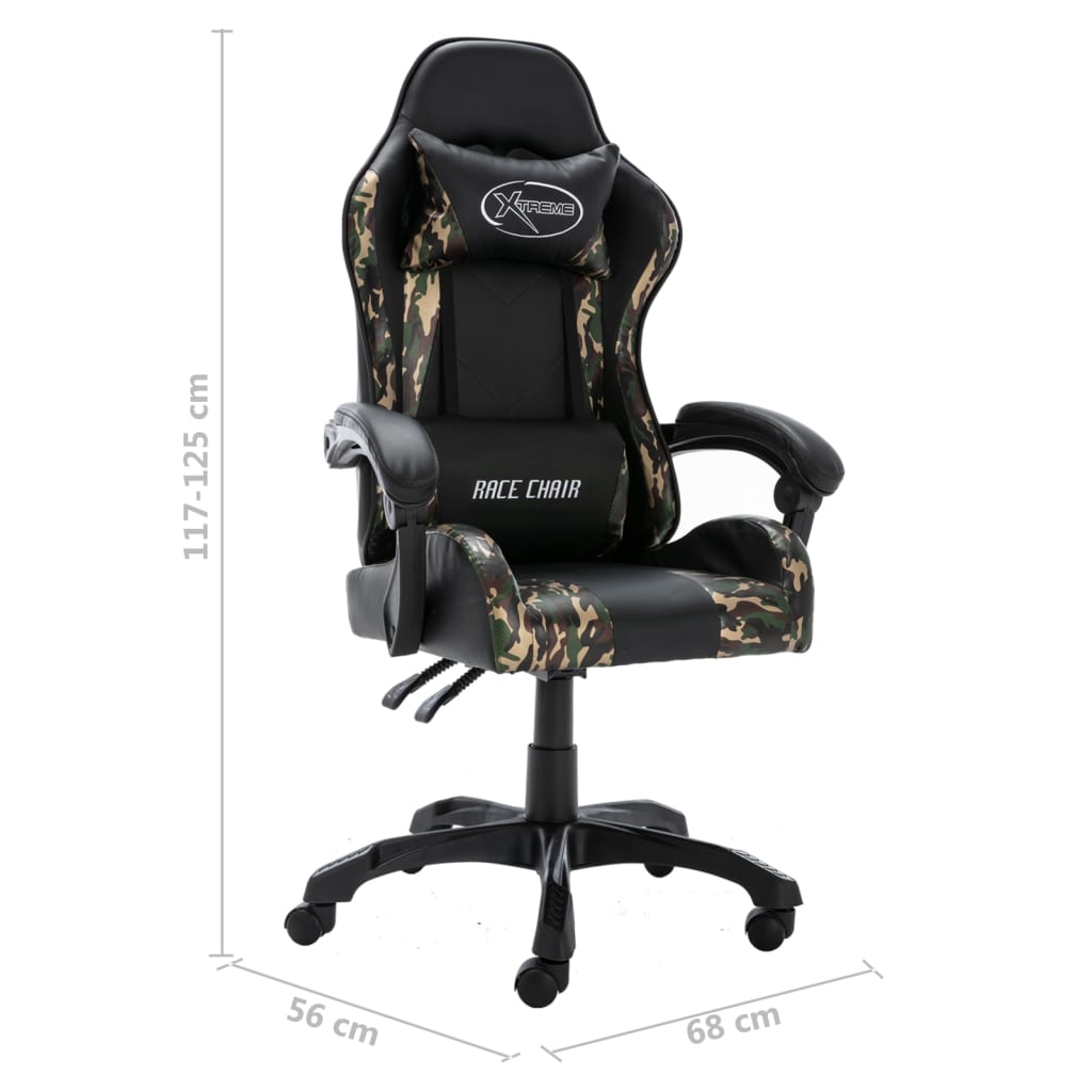 Racestoel Kunstleer Zwart En Camouflage