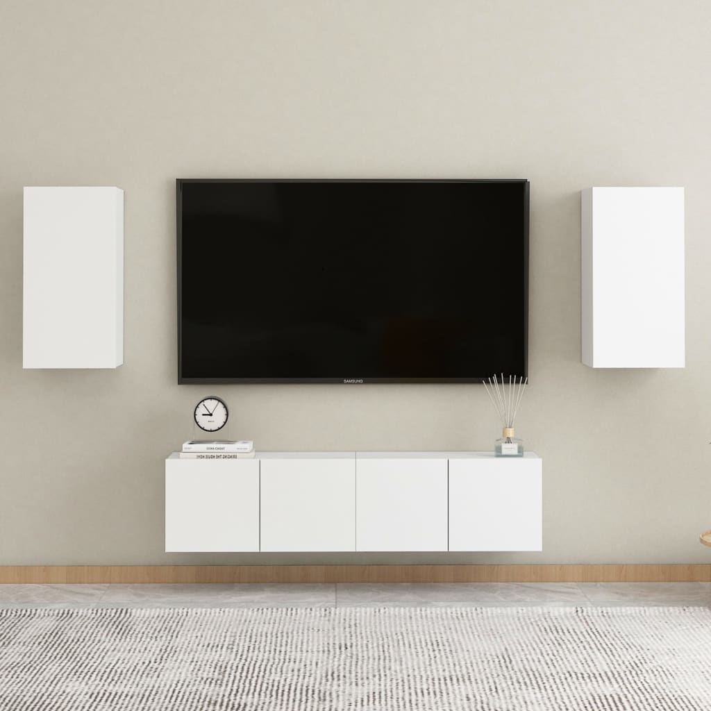 Tv-meubel 30,5x30x60 cm bewerkt hout wit 1 30.5 x 30 x 60 cm Wit