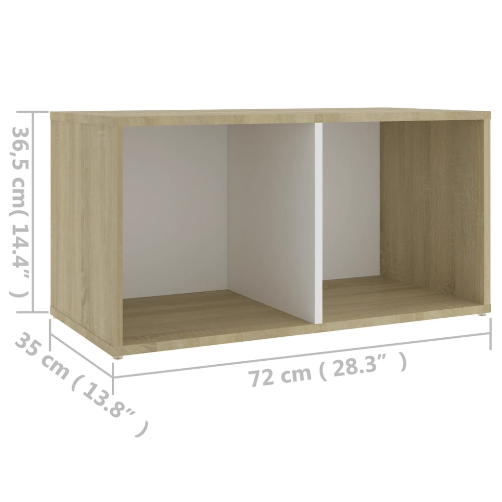 Tv-meubel 72x35x36,5 cm bewerkt hout wit en sonoma eikenkleurig
