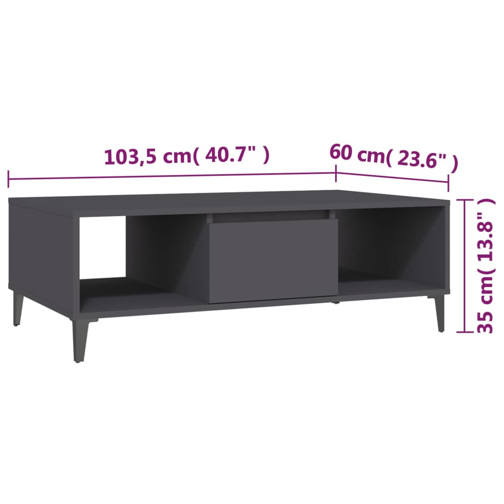 Salontafel 03,5X60X35 Cm Spaanplaat Grijs