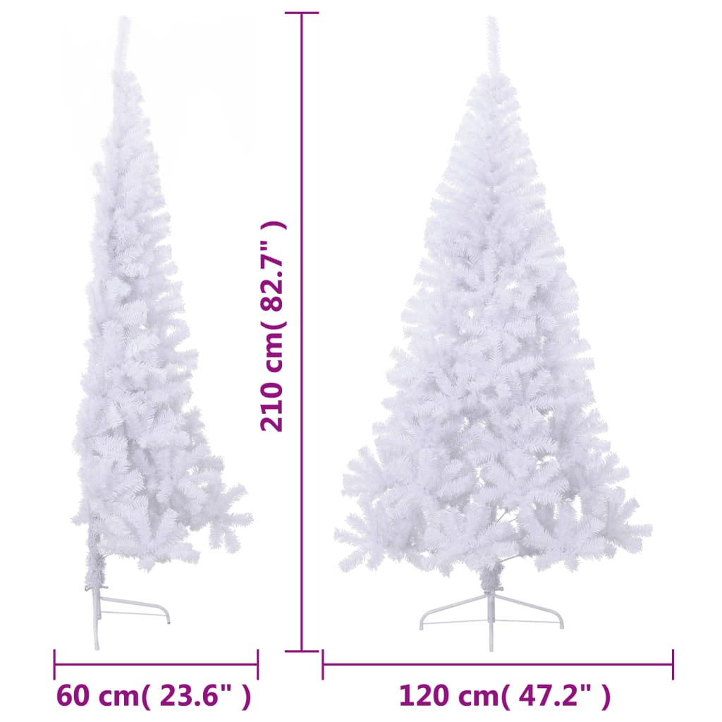 Kunstkerstboom Met Standaard Half 210 Cm Pvc Groen Wit 210 x 120 cm