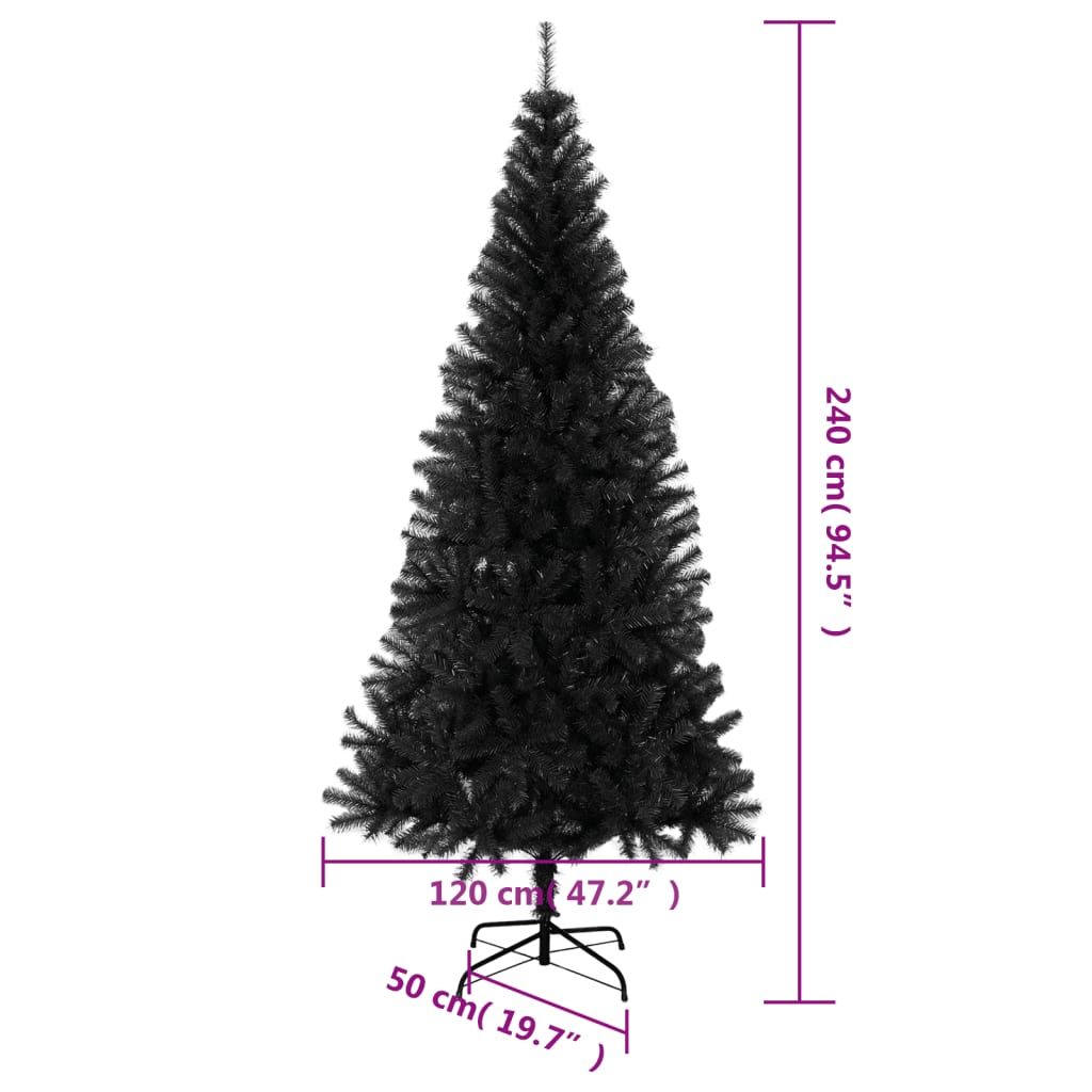 Kunstkerstboom Met Standaard 240 Cm Pvc Zwart 240 x 120 cm