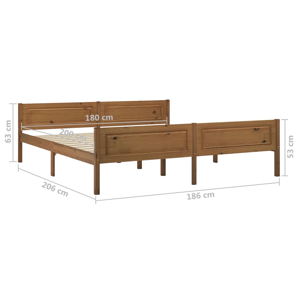Bedframe Massief Grenenhout 180 x 200 cm Honingbruin