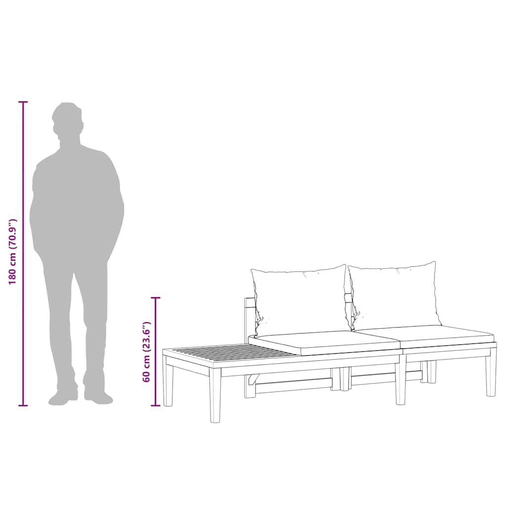 Tuinbank Met Tafel En Te Kussens Massief Acaciahout 1 Crèmewit
