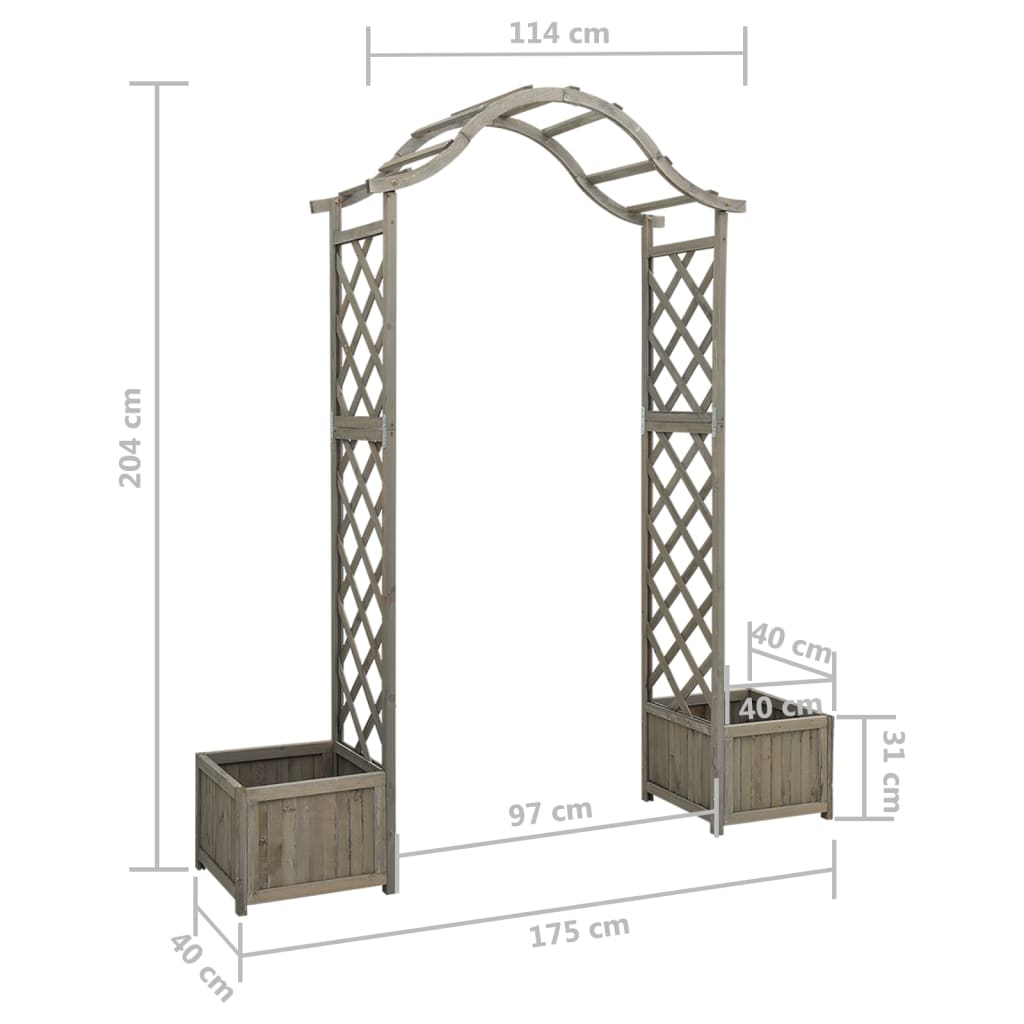 Pergola Met Plantenbak Massief Vurenhout Grijs