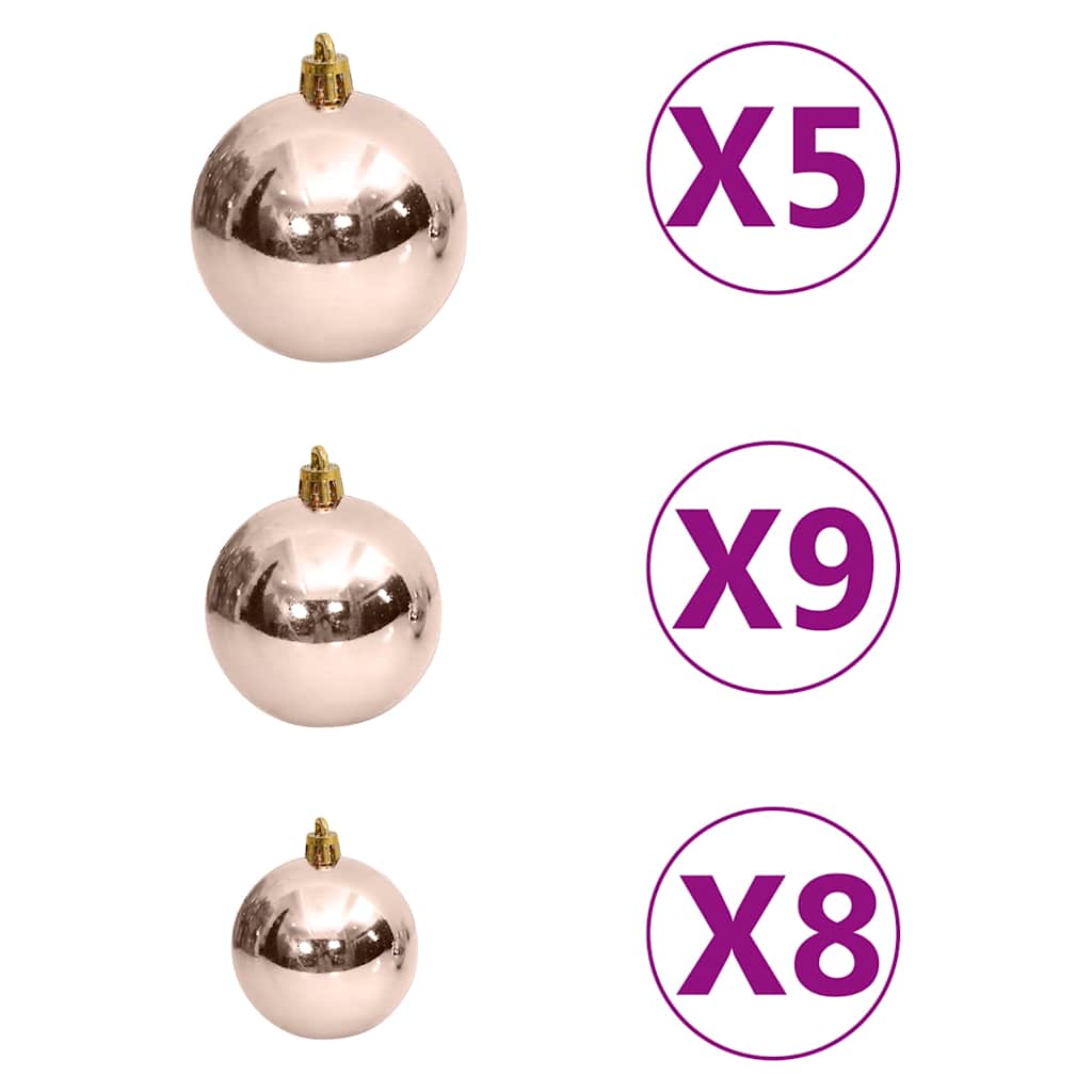 61-delige Kerstballenset met piek en 150 LED's roségoud