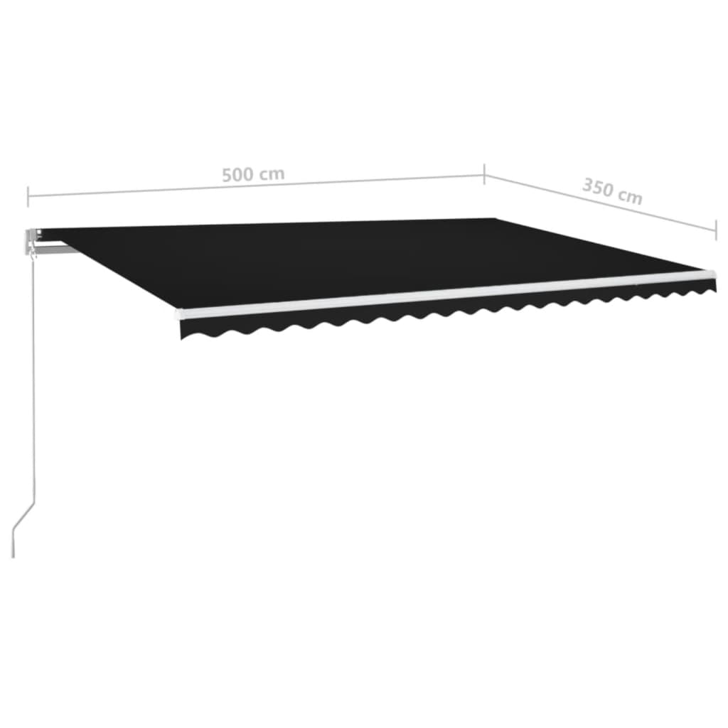 Luifel handmatig uittrekbaar 500x350 cm antracietkleurig