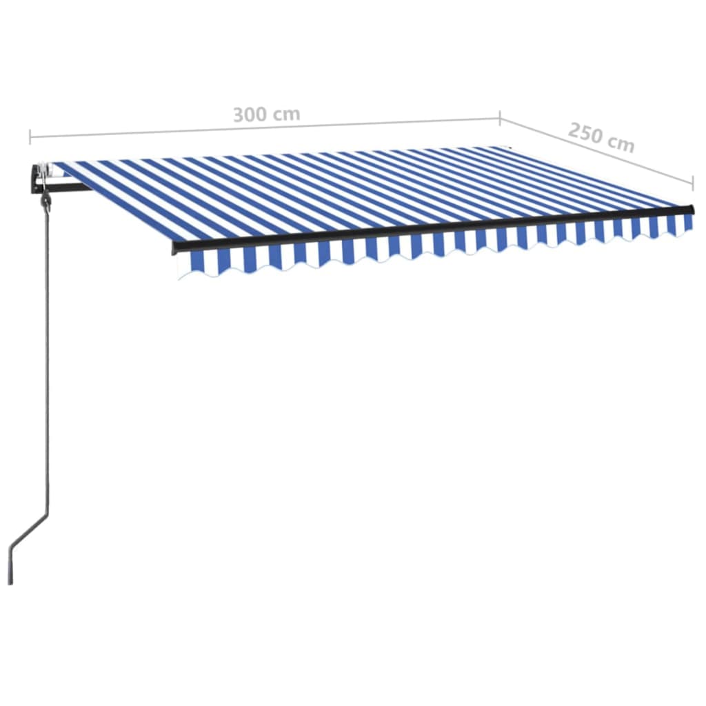 Luifel Automatisch Met Led En Windsensor Blauw En Wit 300 x 250 cm